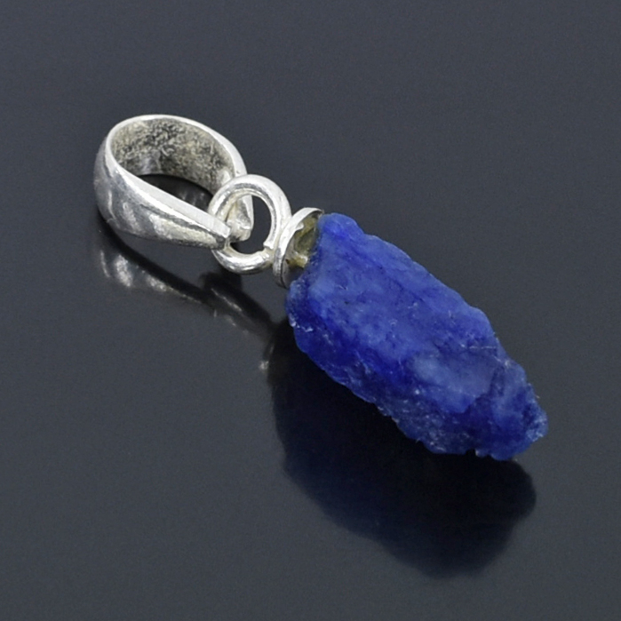 Blue Sapphire Rough Pendant – 925 Sterling Silver – 15 x 6 mm – 8.80 Ct , - Image 2