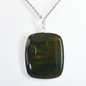 Bloodstone (Heliotrope) Pendant | 925 Silver | 62.30 Ct | 34 x 28.5 x 6 mm | Natural Healing Gemstone Jewelry