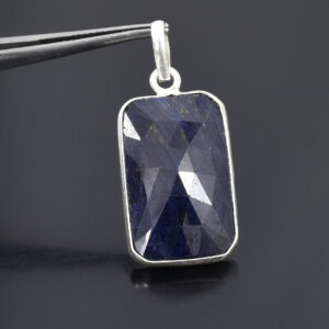 Blue Sapphire Pendant – Checker Emerald Cut – 925 Sterling Silver – 25 x 15 x 6 mm – 36.20 Ct – Spiritual & Astrology Jewelry , Gift For Love , Anniversary , Wife