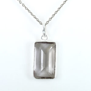 Natural Amethyst Pendant in 925 Sterling Silver | Emerald Cut | 22.5 x 13 x 7 mm | 4.66g | February Birthstone Jewelry with Free Chain , Gift For Love