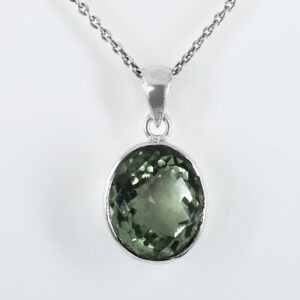 Green Amethyst (Prasiolite) Pendant | 925 Silver | Oval Cut 17.5 x 14.5 mm | 37.60 Ct
