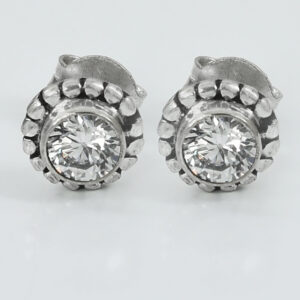 925 Silver White Zircon Stud Earrings | Round Cut 4 mm | 11.75 Ct | Natural Gemstone Jewelry ,