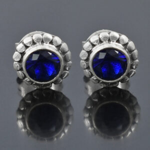 925 Silver Blue Zircon Stud Earrings | Round Cut 4.5 mm | 10.50 Ct | Natural Gemstone Jewelry