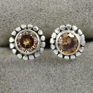 Yellow Diamond (LabGrown) Zircon Stud Earrings | Round Cut 4.5 mm | 11.10 Ct | Natural