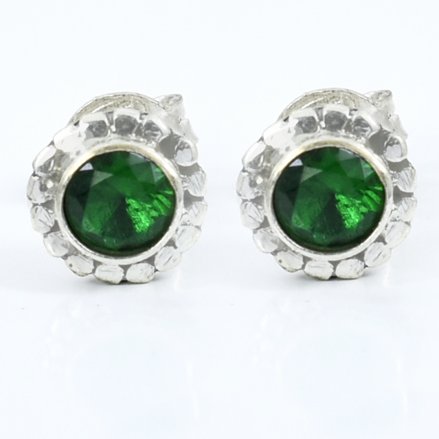 925 Silver Green Zircon Stud Earrings | Round Cut 4 mm | 10.35 Ct | Natural Gemstone Jewelry - Image 4