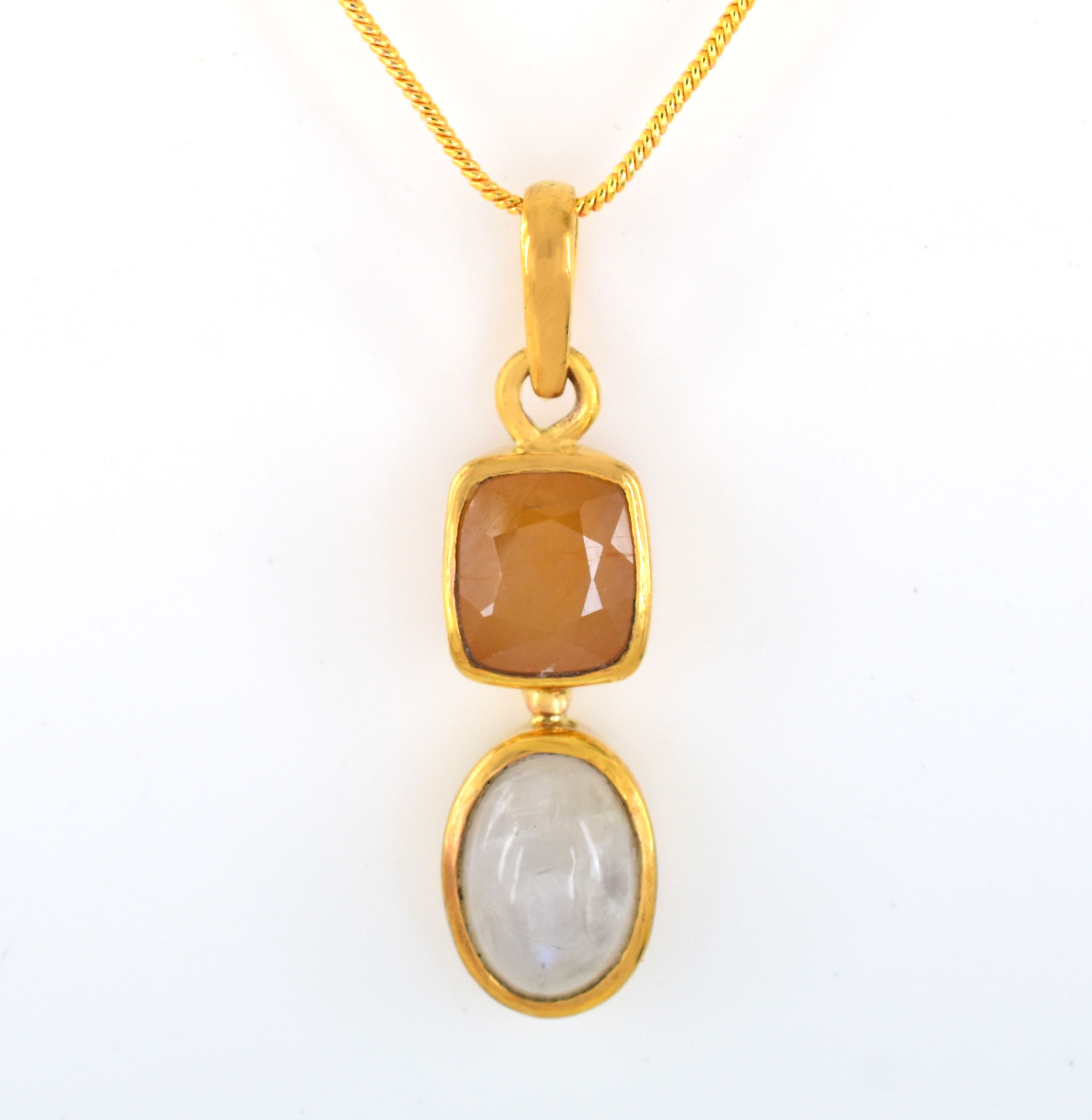 Yellow Sapphire & White Stone Dual Pendant - Image 2