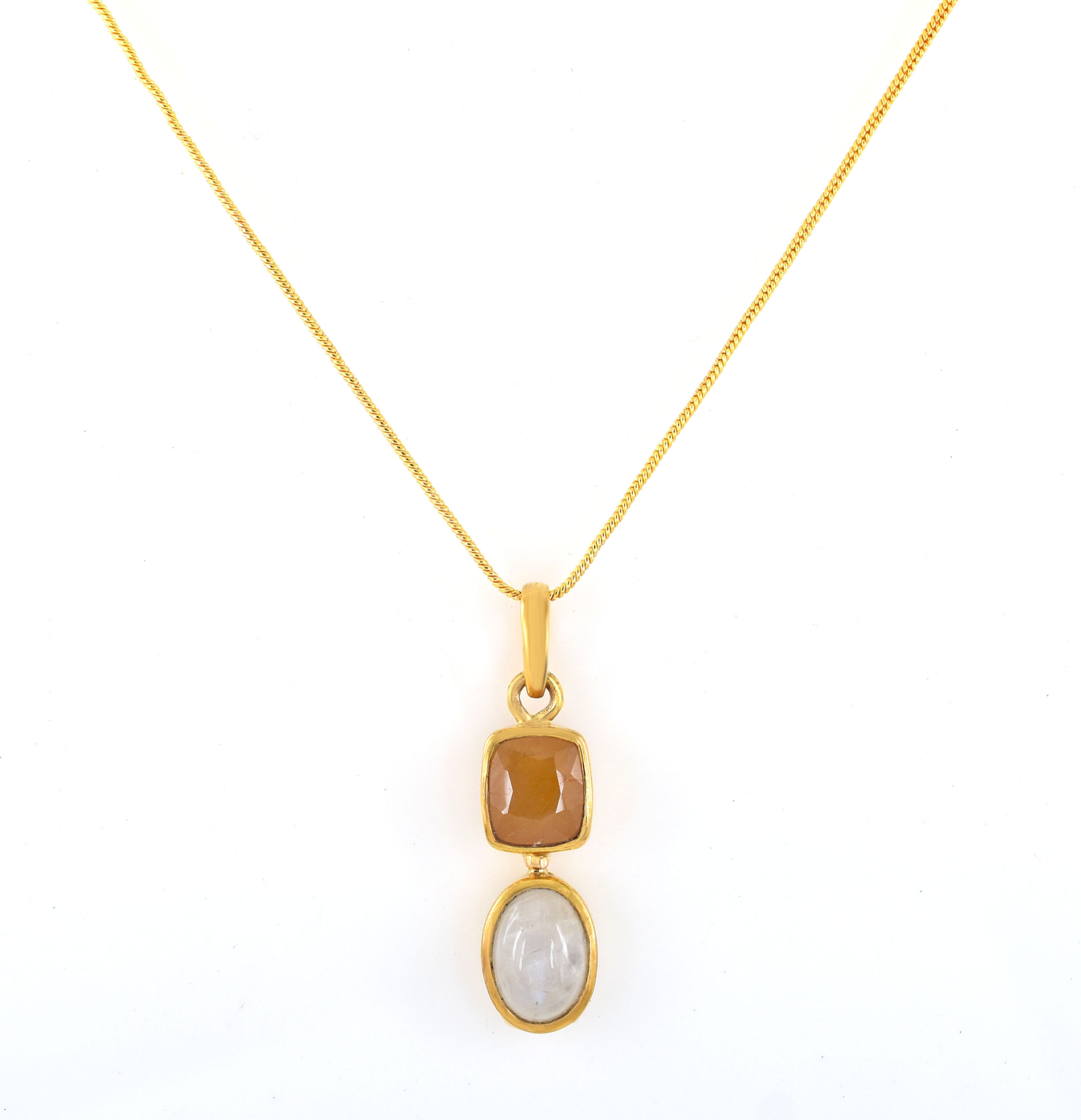 Yellow Sapphire & White Stone Dual Pendant - Image 3