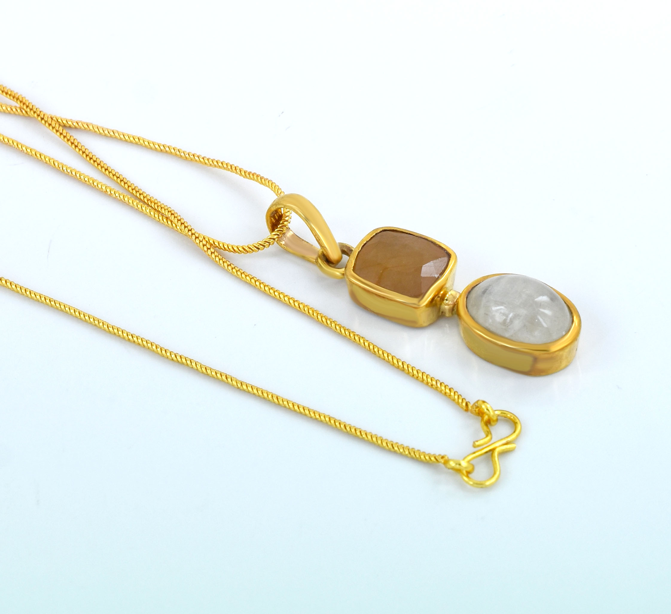 Yellow Sapphire & White Stone Dual Pendant - Image 4