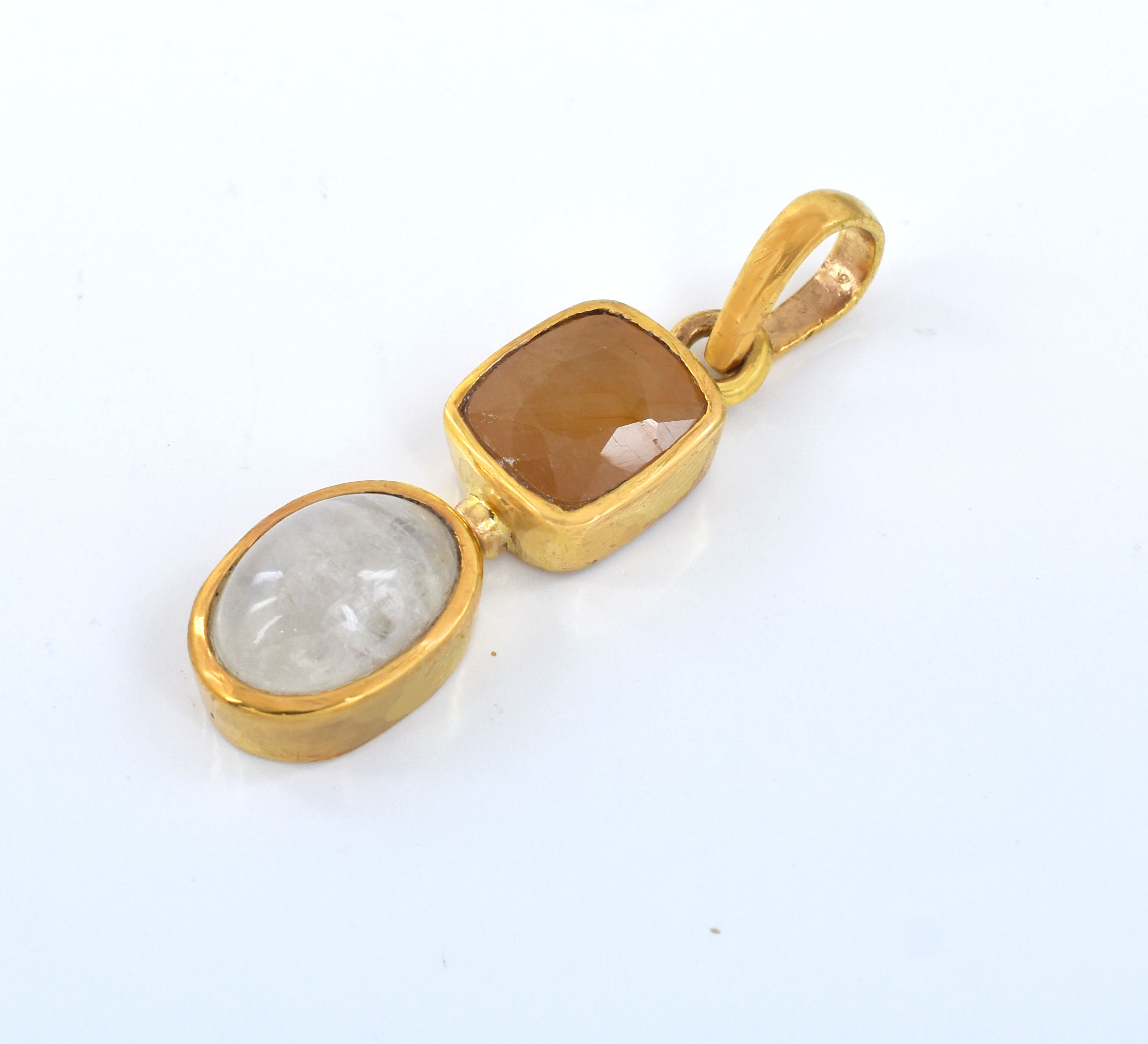 Yellow Sapphire & White Stone Dual Pendant - Image 5