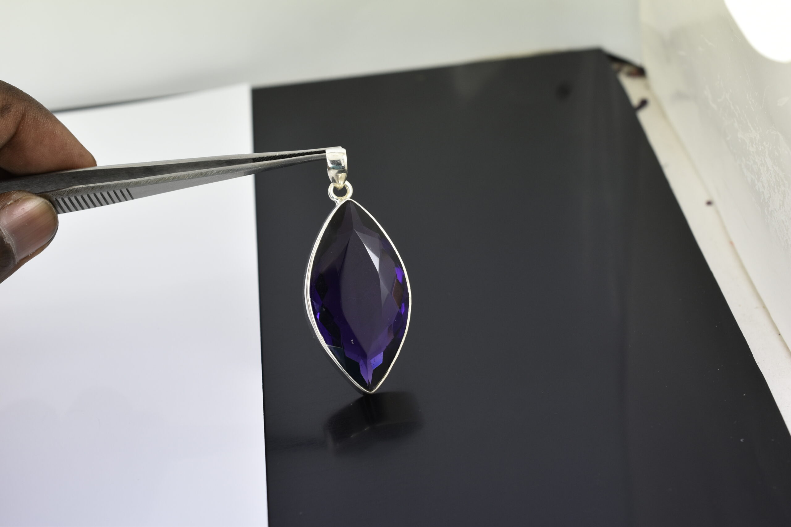 Natural Amethyst Pendant (Jamunia) – 925 Silver - Image 3