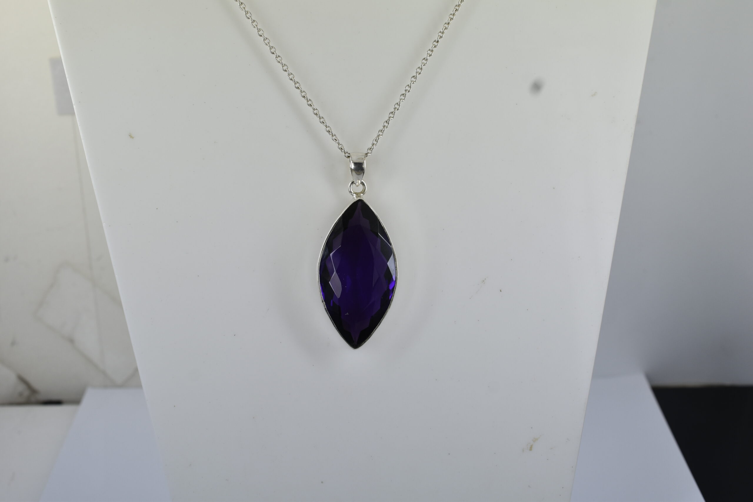Natural Amethyst Pendant (Jamunia) – 925 Silver
