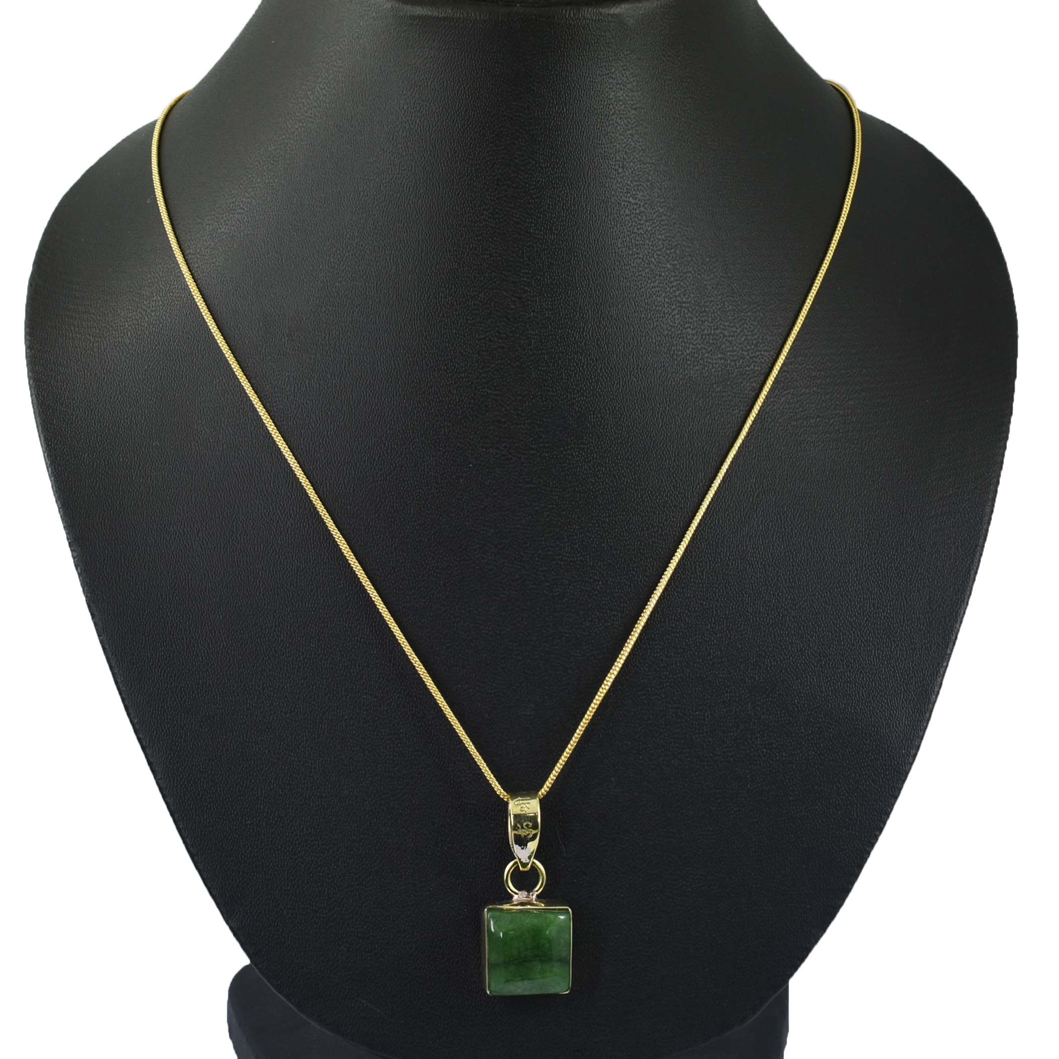 Green Emerald (Panna) Square Pendant Necklace - Image 3