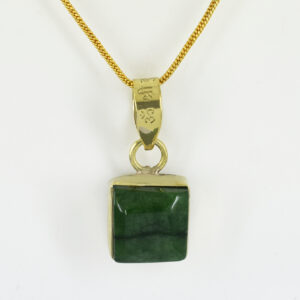 Green Emerald (Panna) Square Pendant Necklace