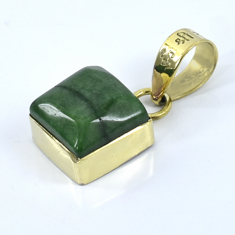 Green Emerald (Panna) Square Pendant Necklace - Image 7