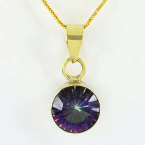 Mystic Topaz Round Pendant (Gold Plated)