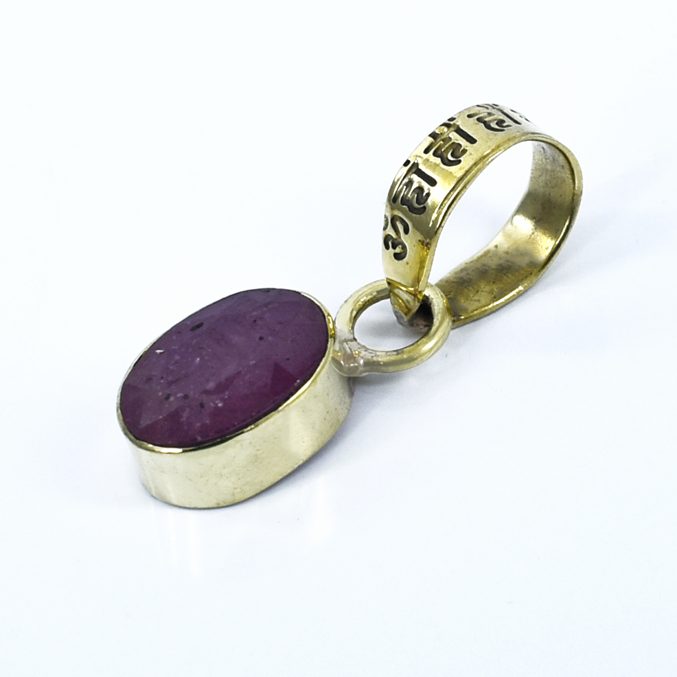 Ruby (Manik) Gold-Plated Pendant Necklace - Image 2