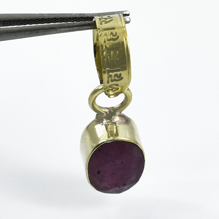 Ruby (Manik) Gold-Plated Pendant Necklace - Image 3