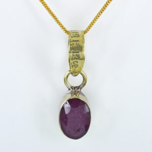 Ruby (Manik) Gold-Plated Pendant Necklace