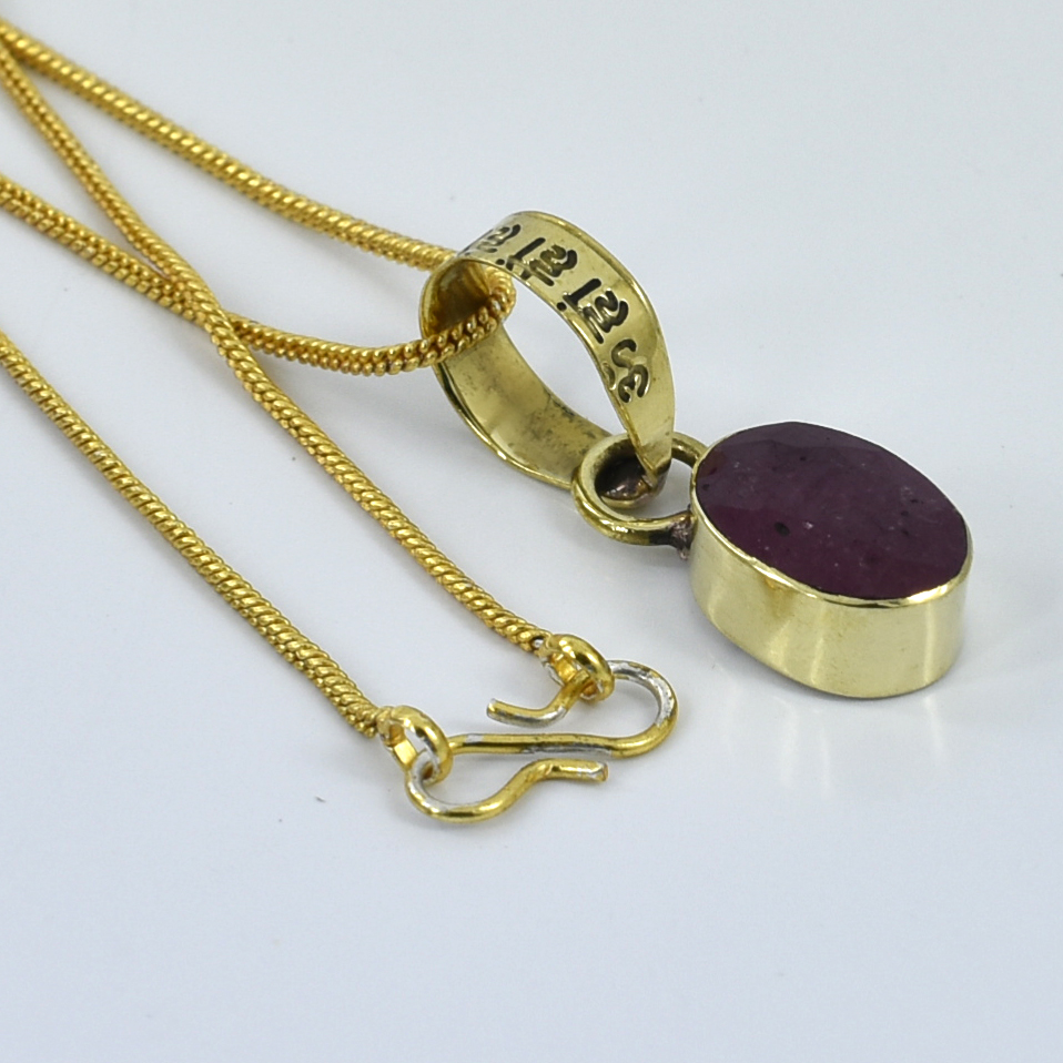 Ruby (Manik) Gold-Plated Pendant Necklace - Image 5
