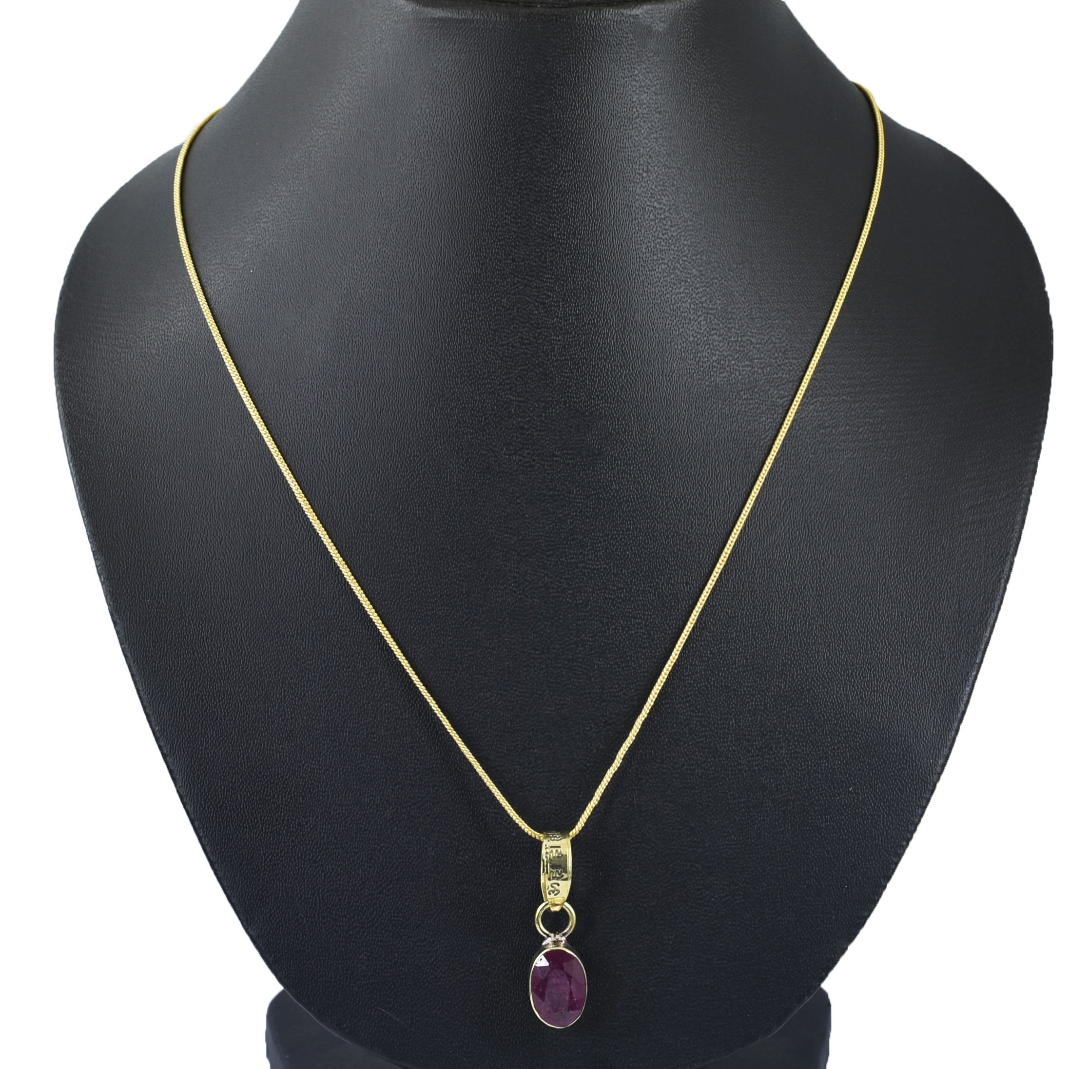 Ruby (Manik) Gold-Plated Pendant Necklace - Image 6