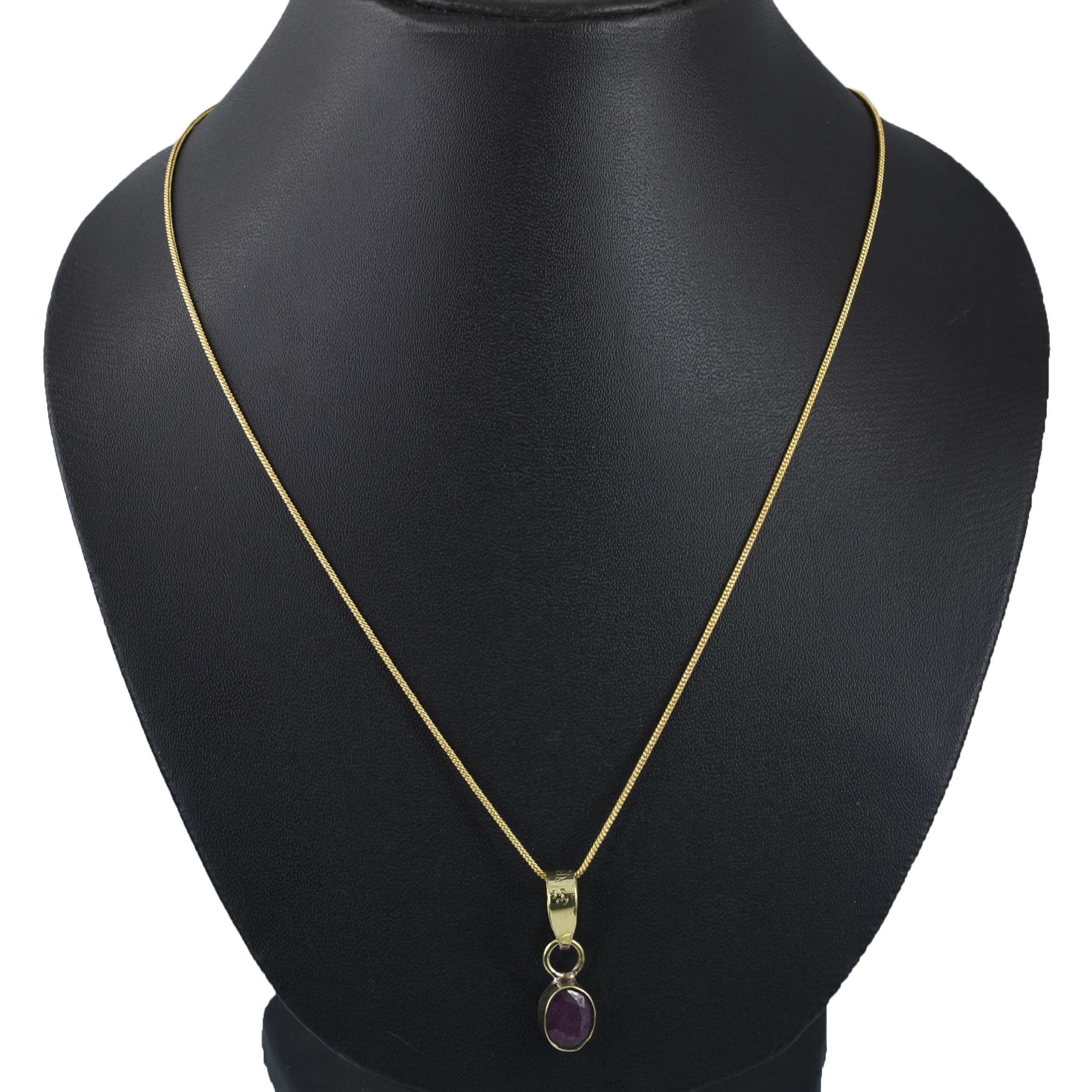 Ruby (Manik) Gold-Plated Pendant Necklace - Image 8