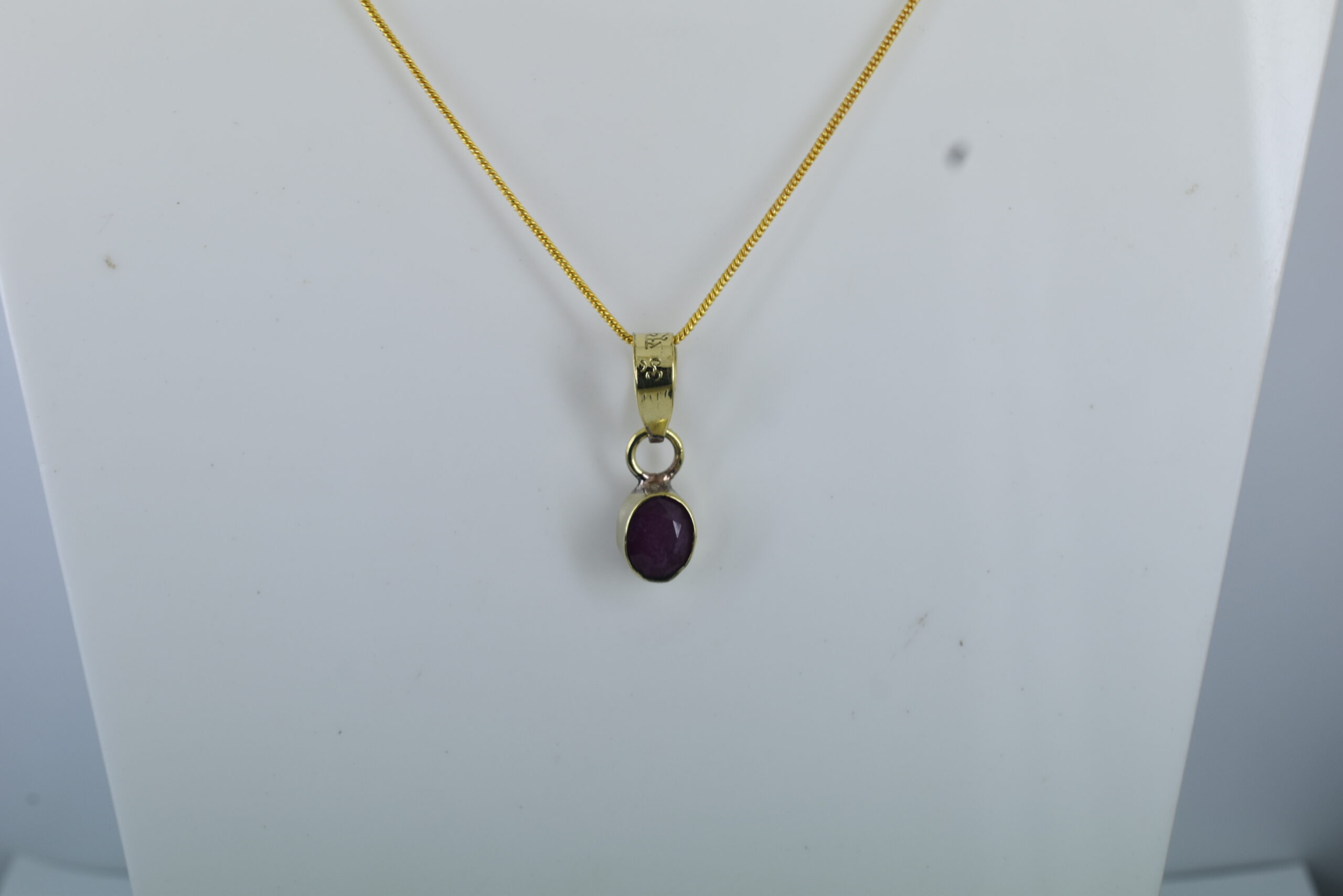 Ruby (Manik) Gold-Plated Pendant Necklace - Image 7