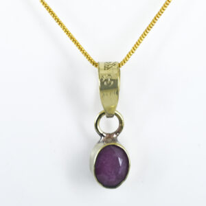 Ruby (Manik) Gold-Plated Pendant Necklace
