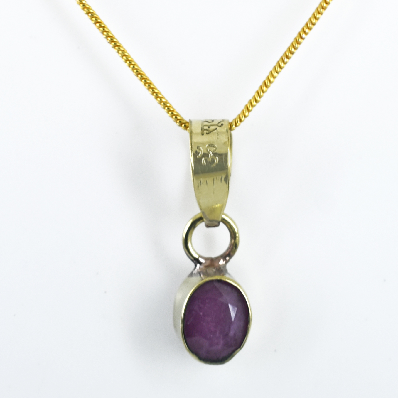 Ruby (Manik) Gold-Plated Pendant Necklace