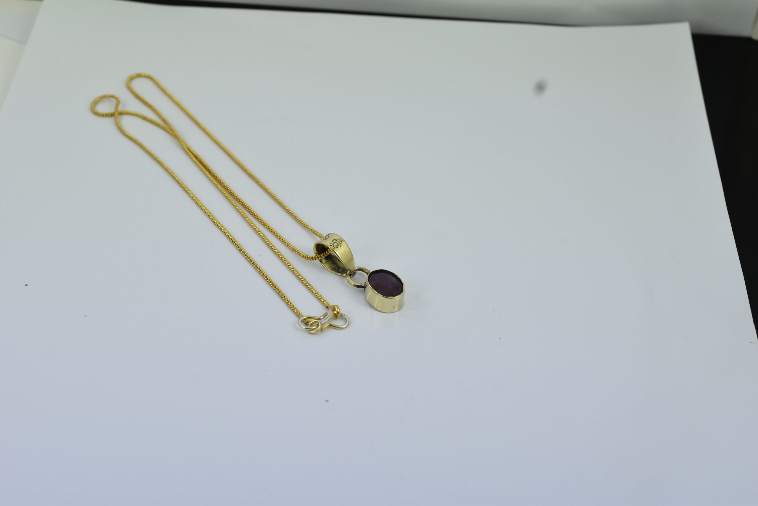 Ruby (Manik) Gold-Plated Pendant Necklace - Image 5