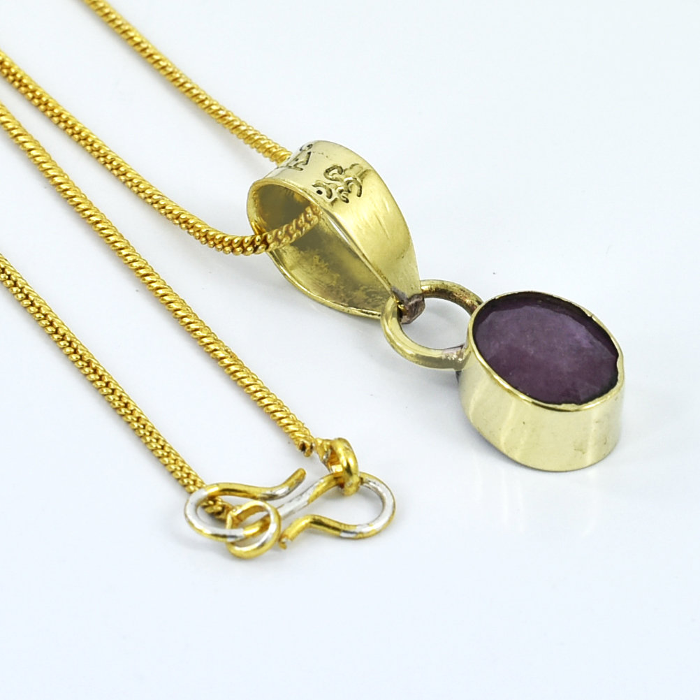 Ruby (Manik) Gold-Plated Pendant Necklace - Image 4
