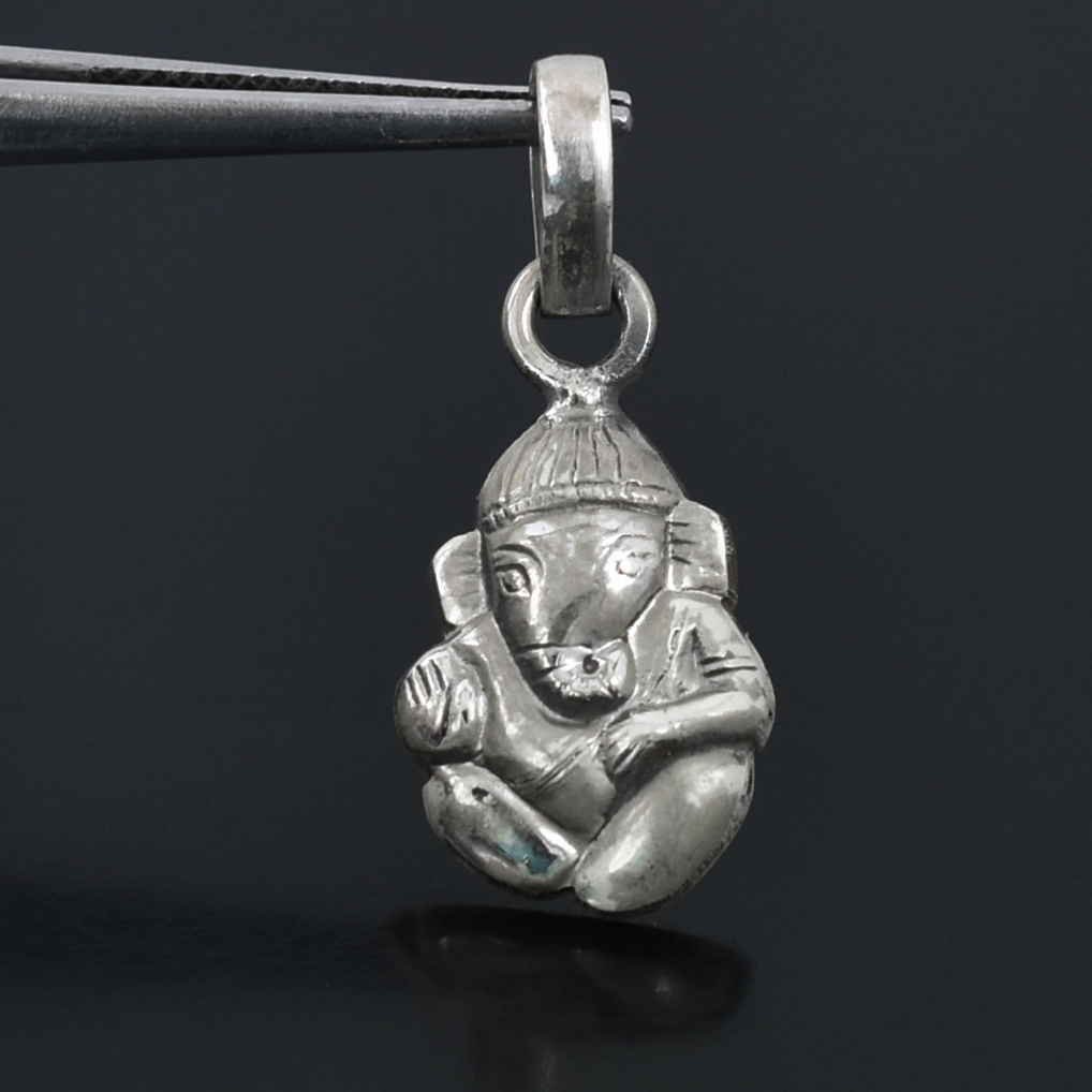 925 Sterling Silver Sitting Lord Ganesha Pendant | Handmade Ganpati Silver Pendant for Men & Women - Image 6