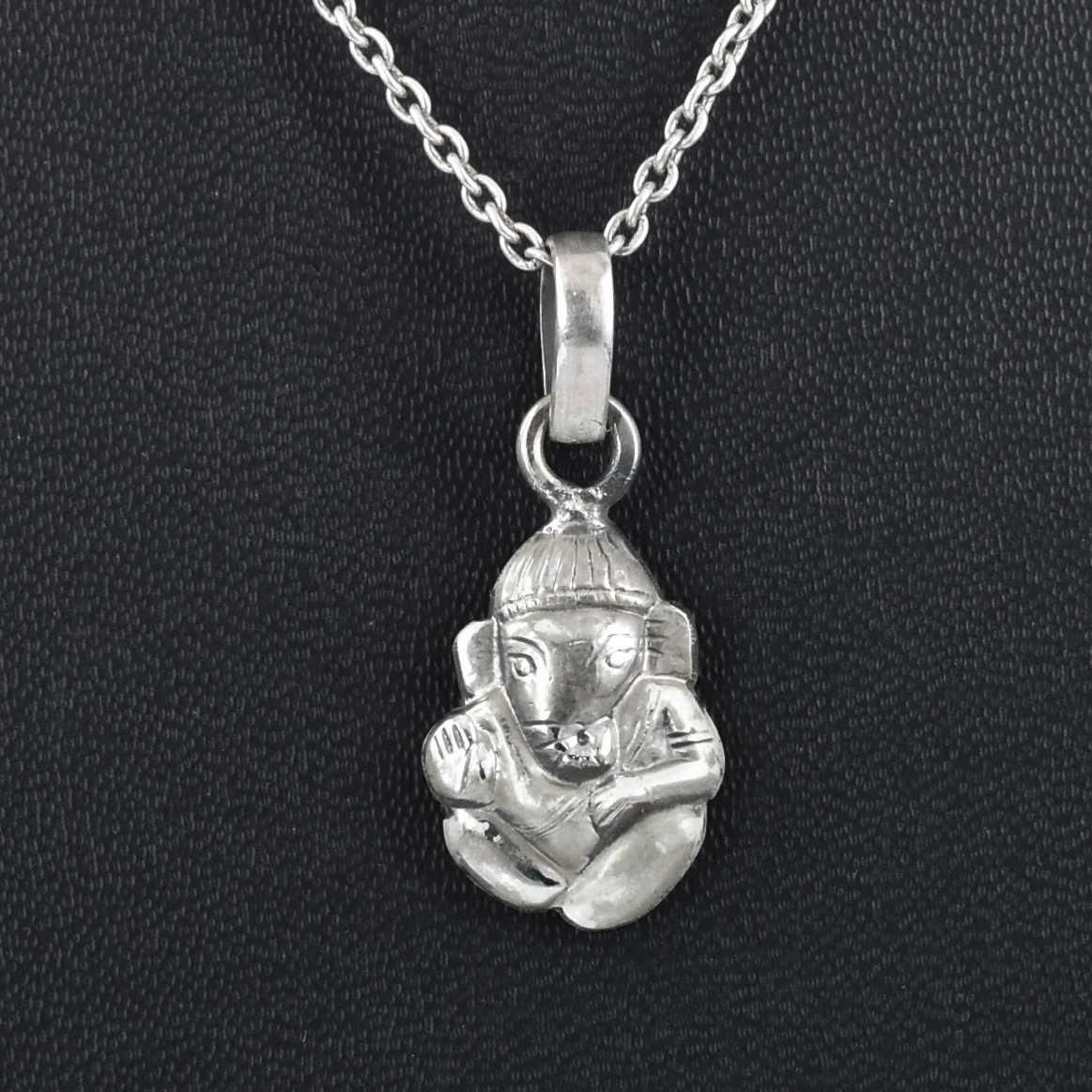 925 Sterling Silver Sitting Lord Ganesha Pendant | Handmade Ganpati Silver Pendant for Men & Women