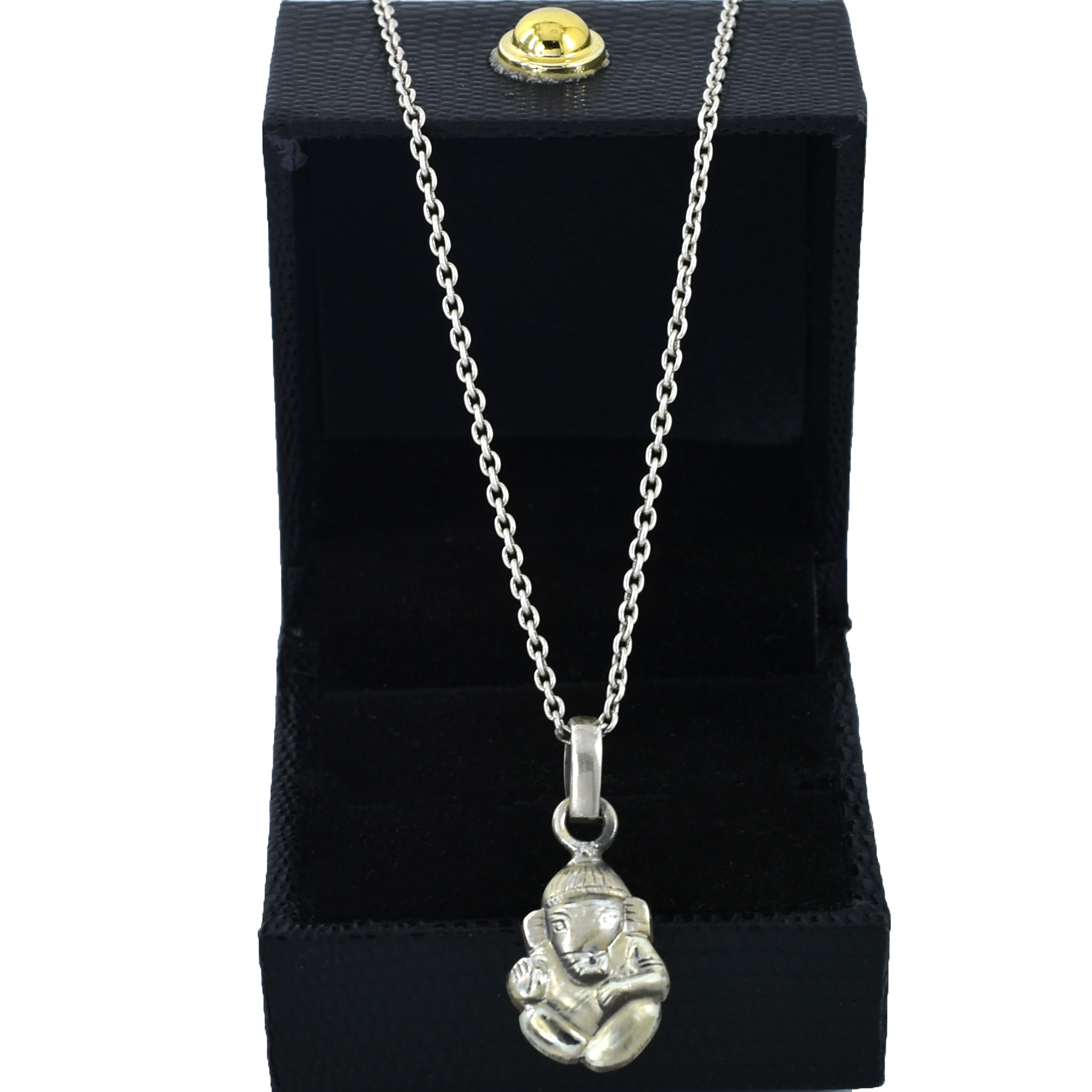 925 Sterling Silver Sitting Lord Ganesha Pendant | Handmade Ganpati Silver Pendant for Men & Women - Image 2