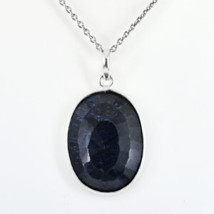 925 Sterling Silver Natural Blue Sapphire Pendant