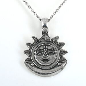 925 Sterling Silver Surya Dev Sun Pendant | Handmade Sun God Silver Pendant for Men & Women