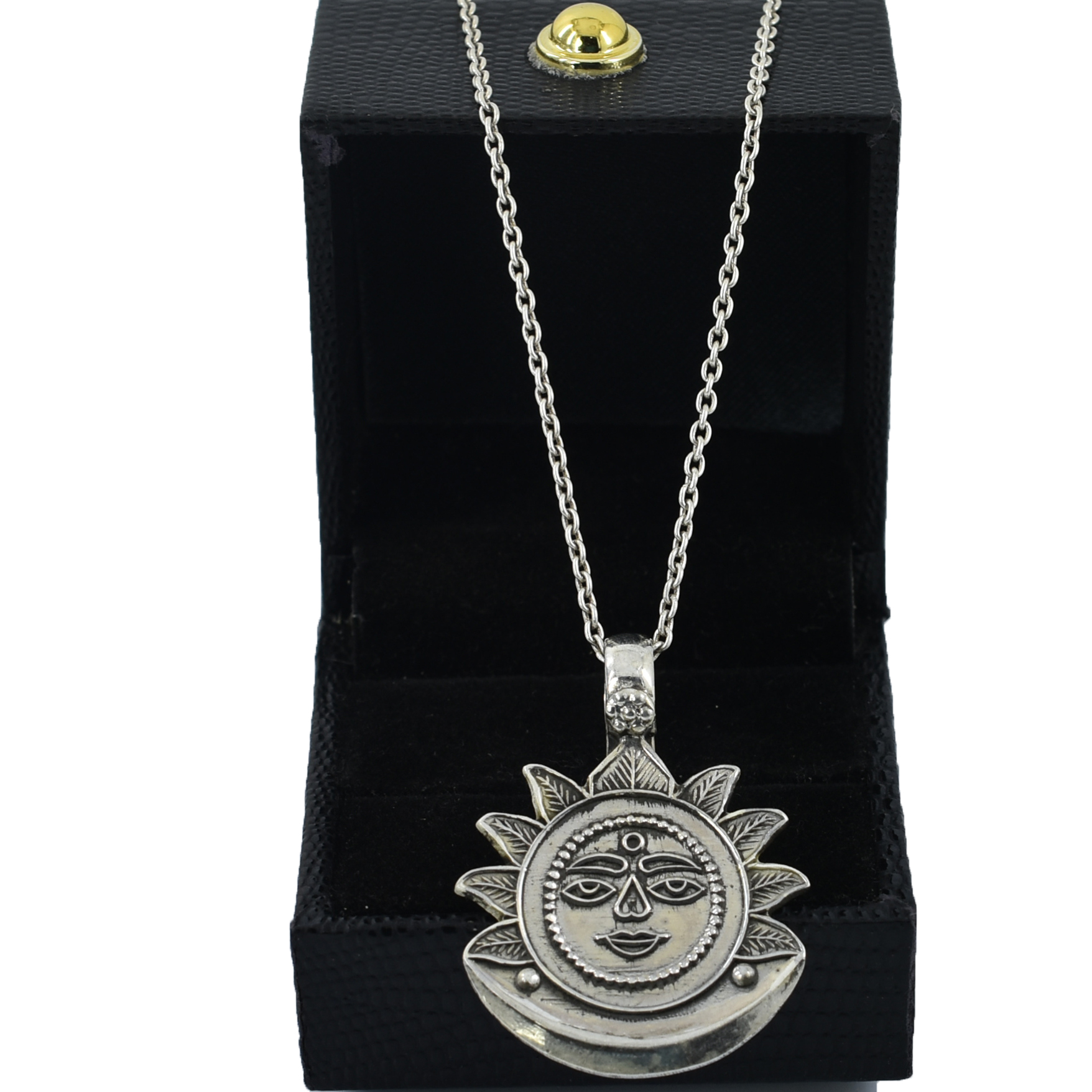 925 Sterling Silver Surya Dev Sun Pendant | Handmade Sun God Silver Pendant for Men & Women - Image 2