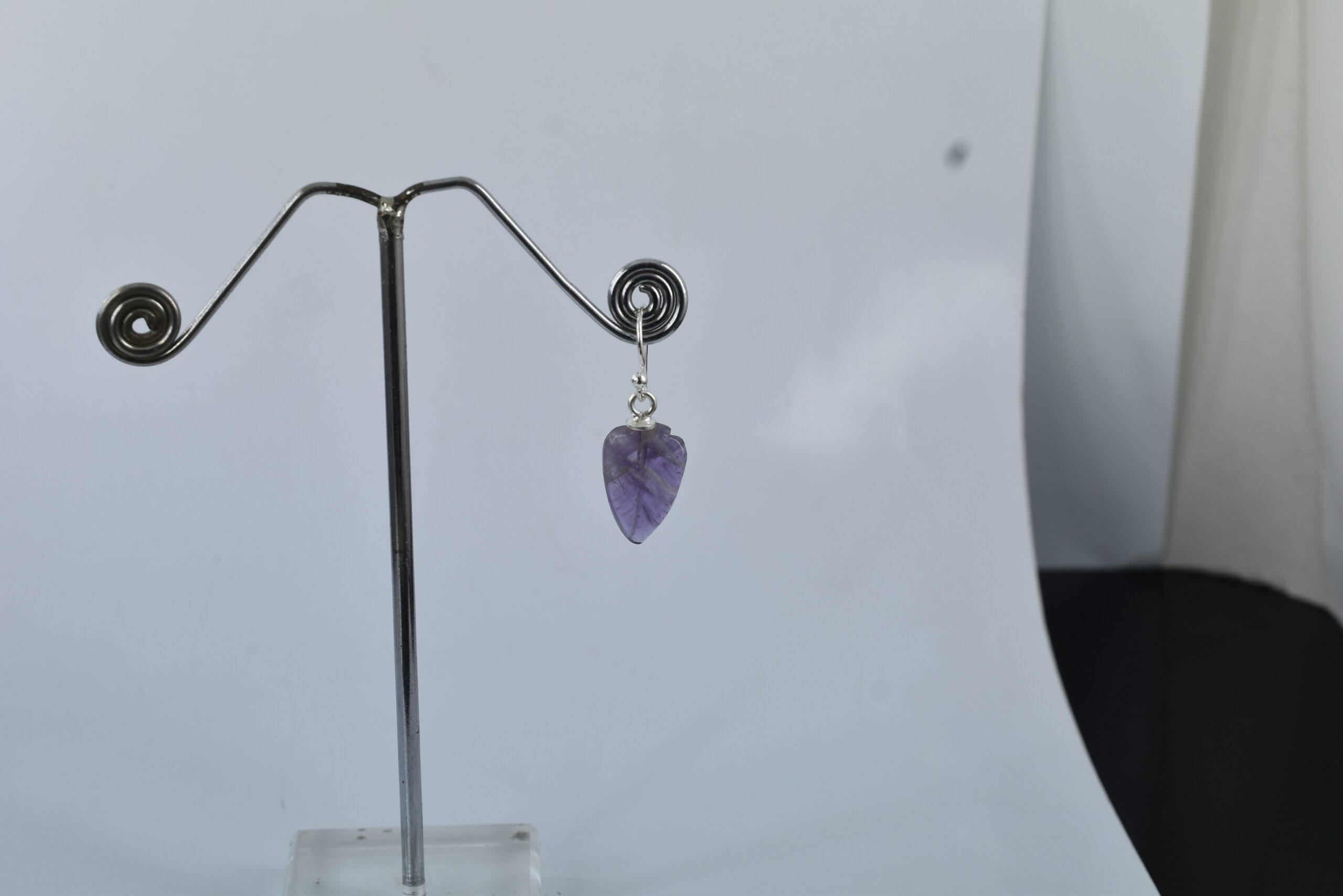 Natural Amethyst (Jamunia) Leaf Design Earrings - Image 7