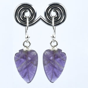 Natural Amethyst (Jamunia) Leaf Design Earrings