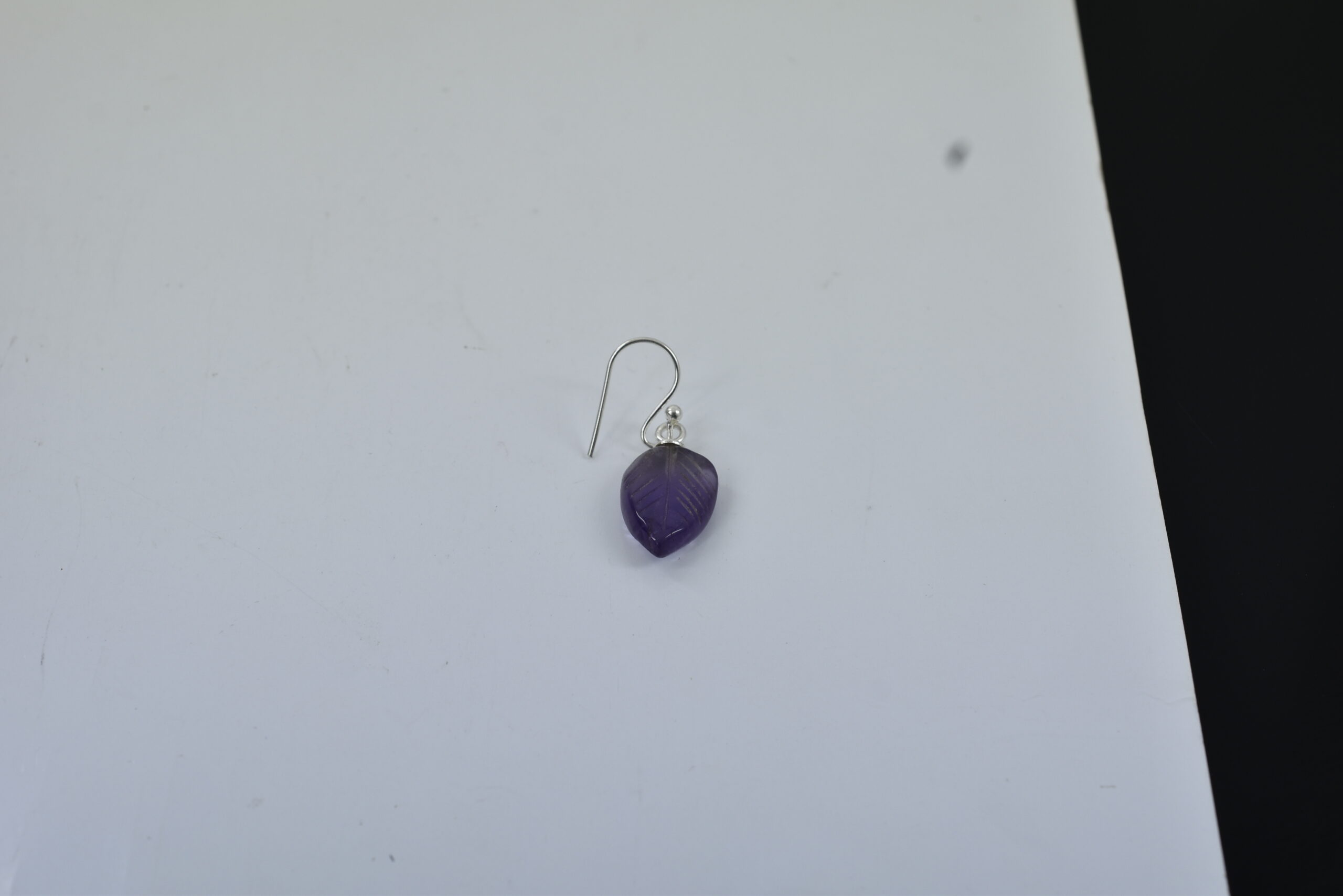 Natural Amethyst (Jamunia) Leaf Design Earrings - Image 3