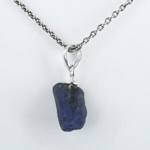 Natural Raw Tanzanite Crystal Pendant in 925 Sterling Silver Chain | Healing Gemstone Necklace for Intuition & Wisdom