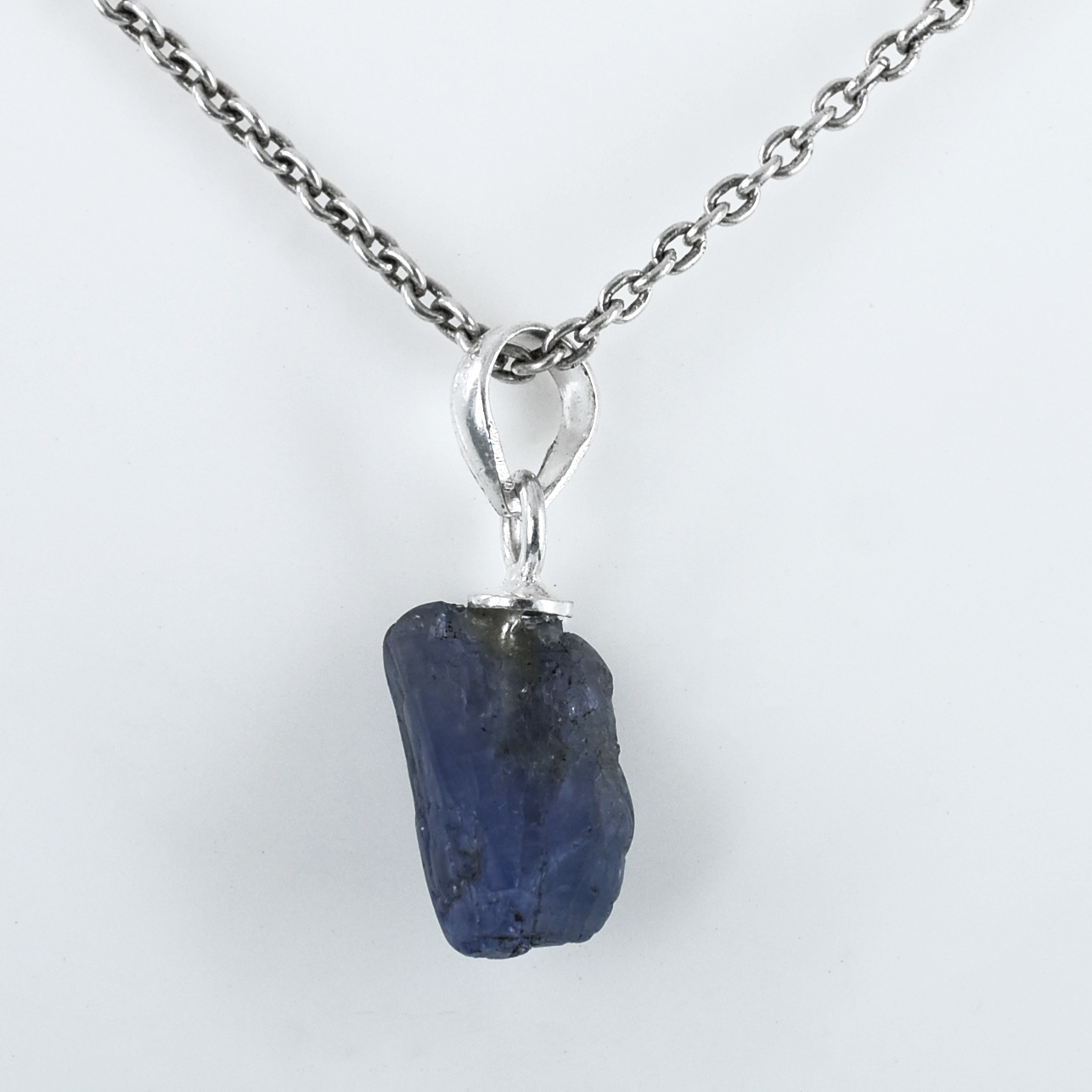 Natural Raw Tanzanite Crystal Pendant in 925 Sterling Silver Chain | Healing Gemstone Necklace for Intuition & Wisdom