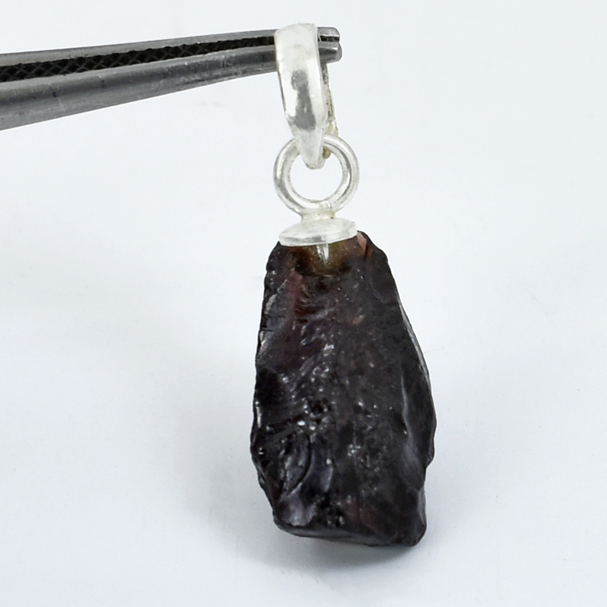 Natural Black Tourmaline Raw Stone Pendant with Silver-Plated Chain - Image 5