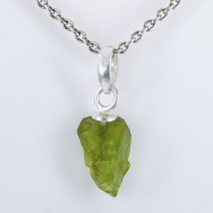 Natural Raw Peridot Crystal Pendant in 925 Silver Chain | Healing Gemstone Necklace