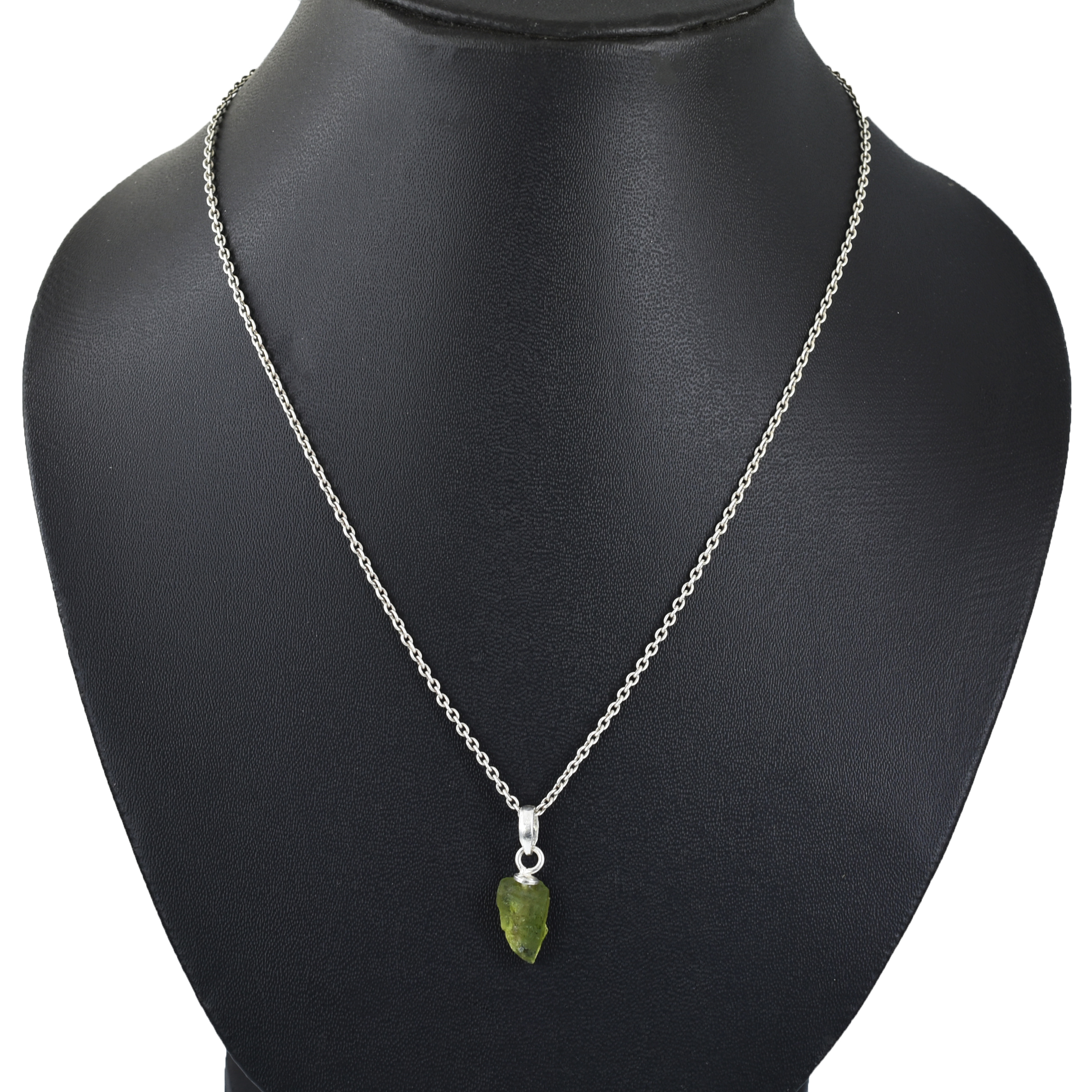 Natural Raw Peridot Crystal Pendant in 925 Silver Chain | Healing Gemstone Necklace - Image 4