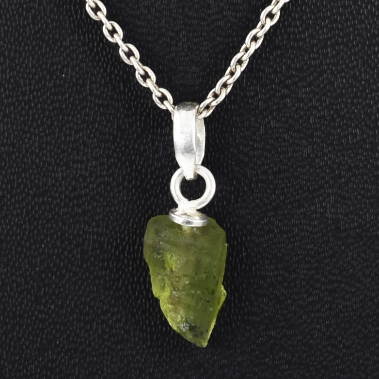 Natural Raw Peridot Crystal Pendant in 925 Silver Chain | Healing Gemstone Necklace - Image 3