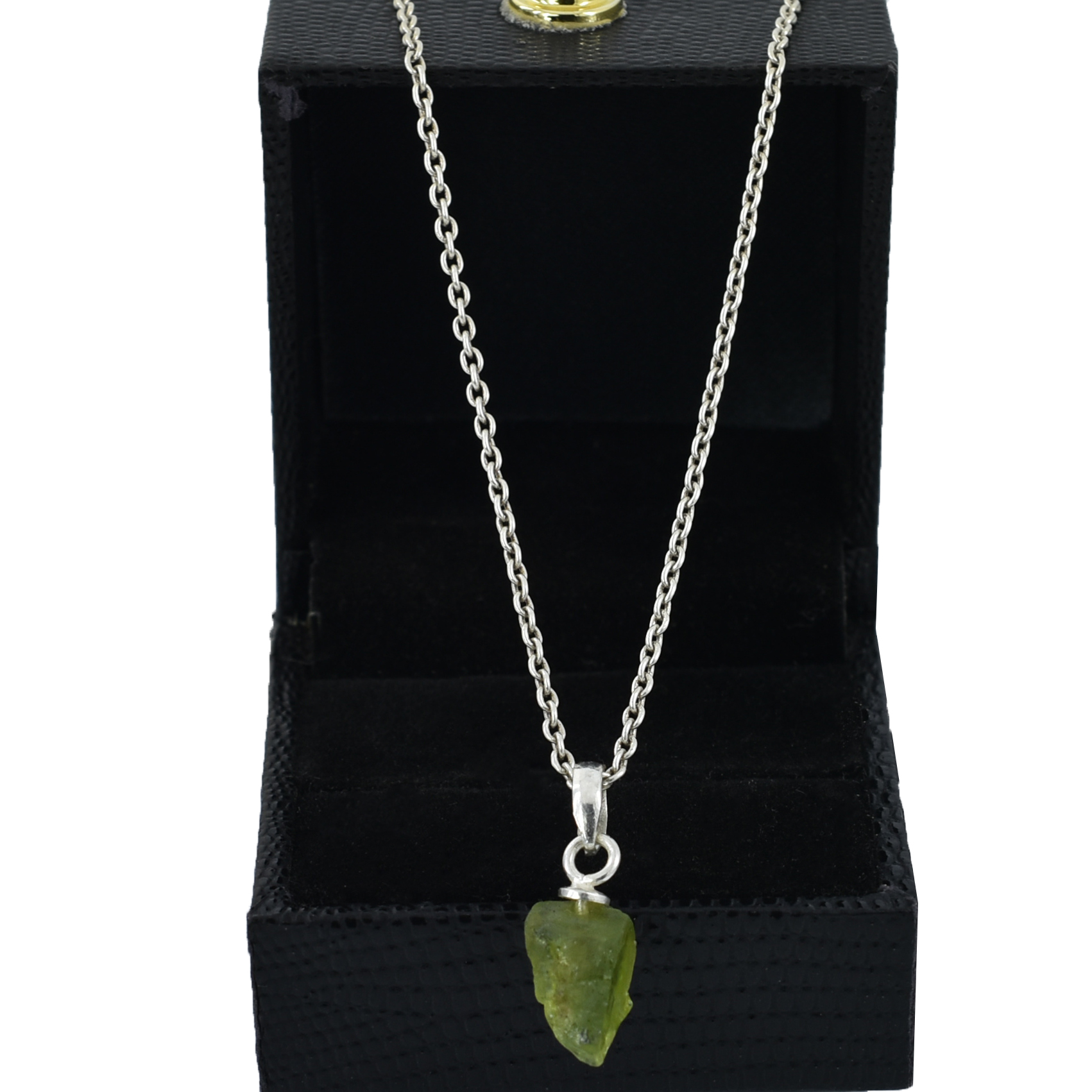 Natural Raw Peridot Crystal Pendant in 925 Silver Chain | Healing Gemstone Necklace - Image 2