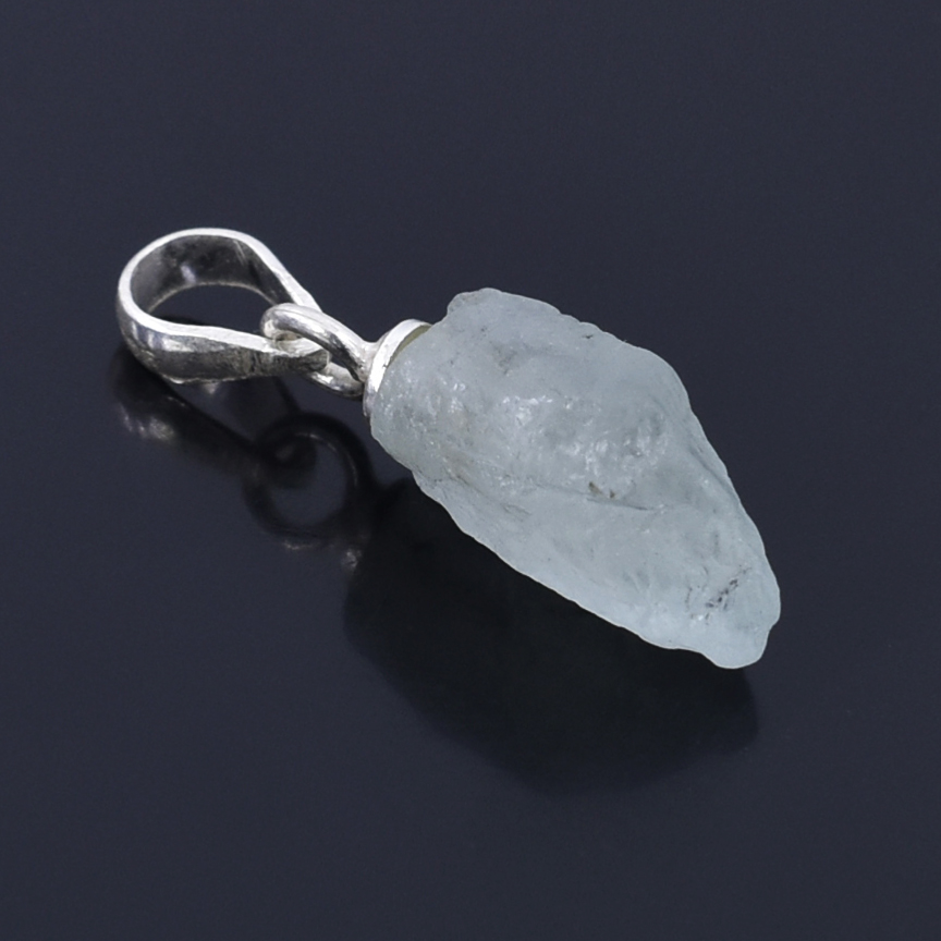 Natural Aquamarine Raw Crystal Pendant with Silver-Plated Chain - Image 7