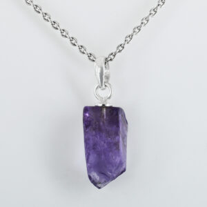 Natural Amethyst Raw Crystal Pendant Necklace | Healing Stone for Calm, Protection & Spiritual Growth