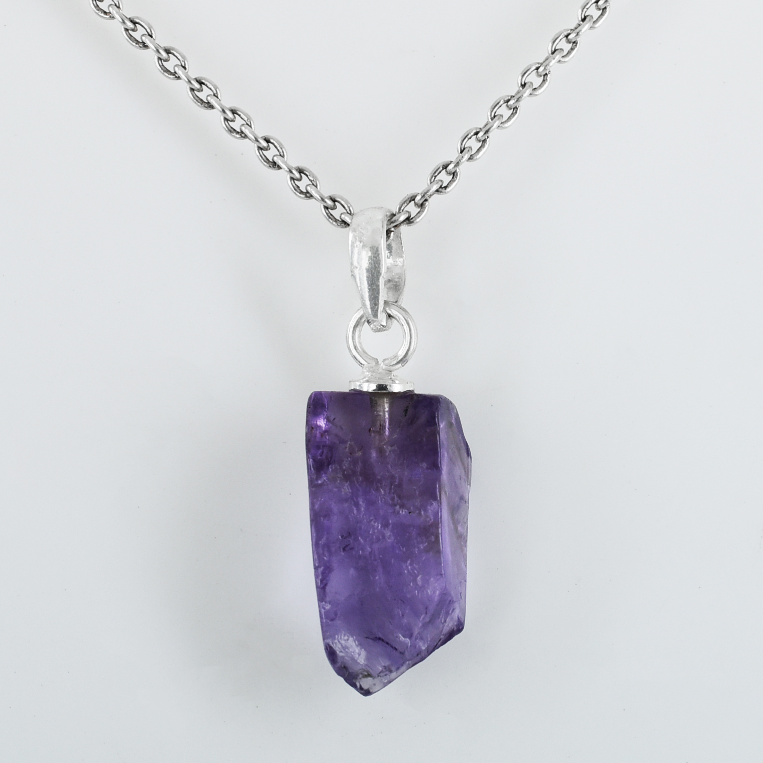 Natural Amethyst Raw Crystal Pendant Necklace | Healing Stone for Calm, Protection & Spiritual Growth