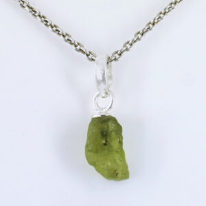 Natural Raw Peridot Crystal Pendant in 925 Sterling Silver Chain | Healing Gemstone Necklace for Prosperity & Positivity